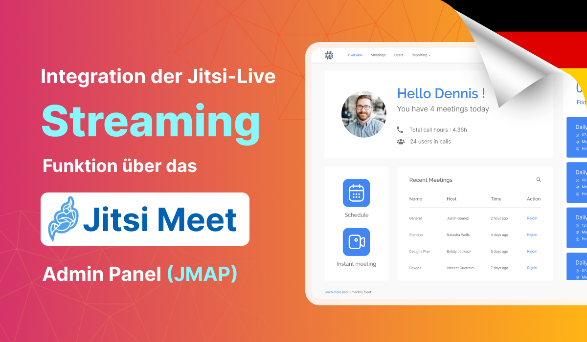 Integration der Jitsi-Live-Streaming-Funktion über das Jitsi Meet Admin Panel (JAMP)