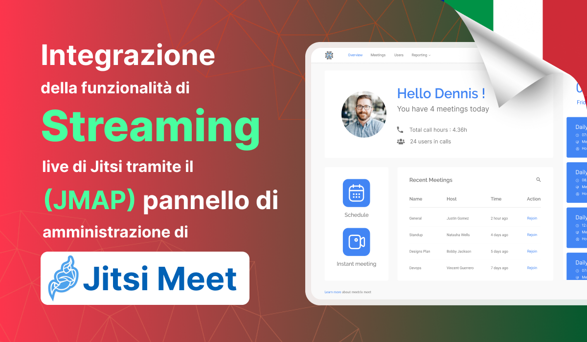 Integrazione della funzionalità di streaming live di Jitsi tramite il pannello di amministrazione di Jitsi Meet (JAMP)