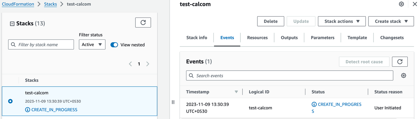Monitoring Cal.com deployment progress in AWS CloudFormation