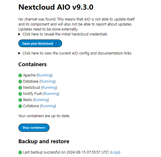 Collabora container running in Nextcloud AIO