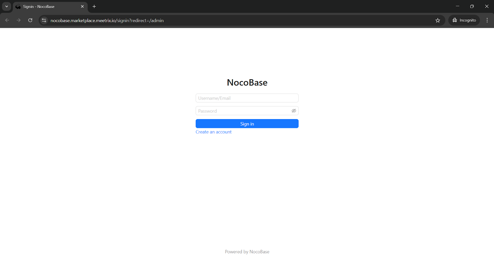 NocoBase sign-in page
