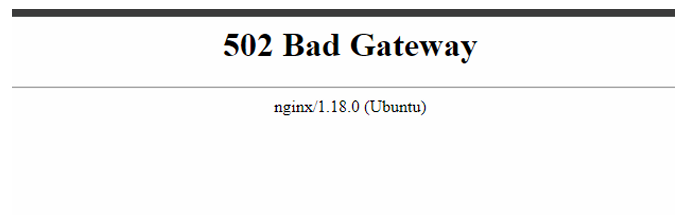 502 Bad Gateway error page shown by nginx while Zammad is still starting up